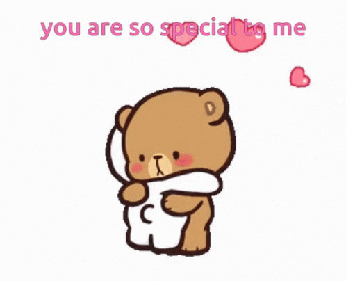 a cartoon bear hugging someone with words that read you are so special to me