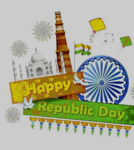 a po of the word republic day with decorations