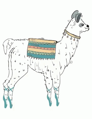 a small llama with a colorful vest and boots