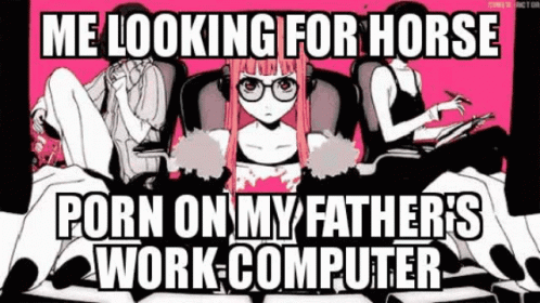 a woman in a car with text that reads me looking for horse porn on my father's work - computer