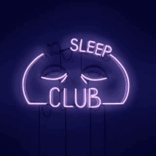 the words sleep club are painted on a red background