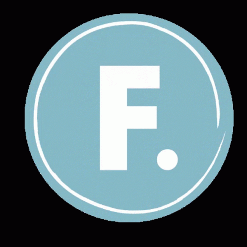 a logo with a round type f