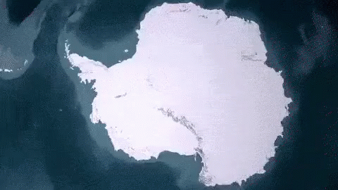 an image of ice floes and icebergs seen from space