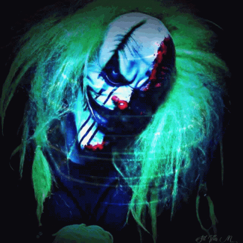 a person in a clown mask with hair