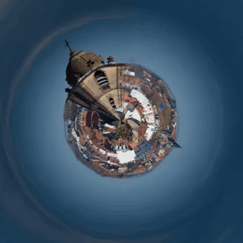 the small spherical view of an airplane is shown