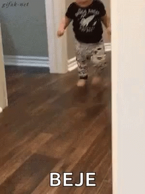 a child running around in the hallway