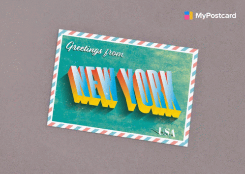 a postcard featuring the word new york on it