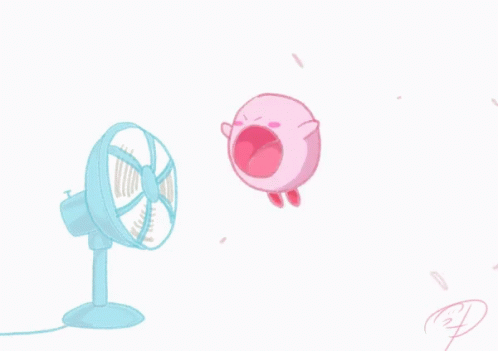this is a fan with an animated pig next to it