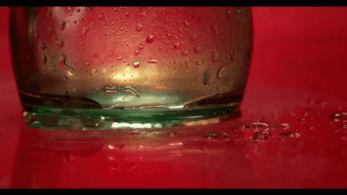 water in a glass with green stems