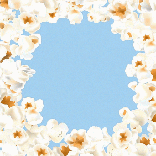 the background is very light blue and white with flowers