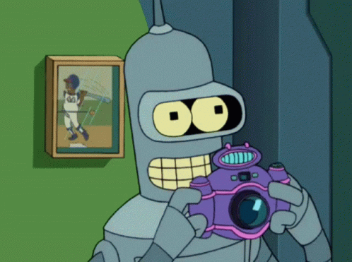 a person holding a camera in a cartoon avatar