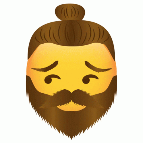 a stylized beard with a top knot on it and a mustache