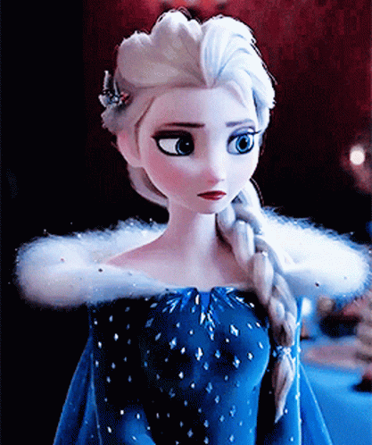 a frozen princess with a long id has her face looking like she's from frozen in front of the snow