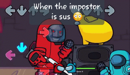 cartoon characters from the game when the imposter is sus