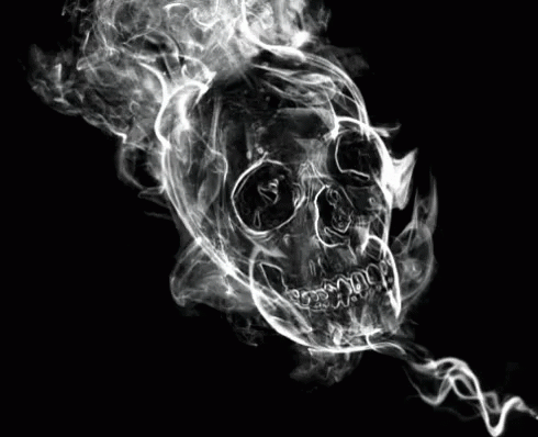 a picture of a skull with a smoking cigarette