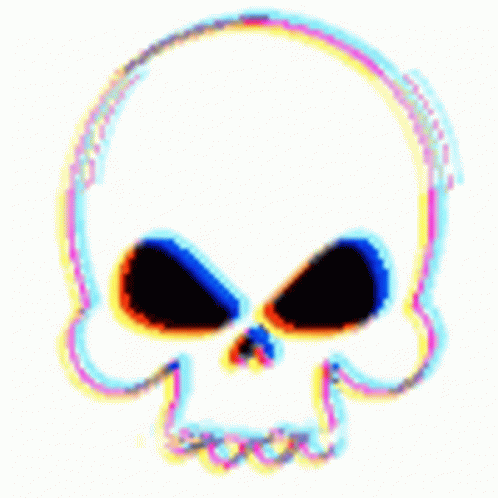 there is a large white skull with three black eyes