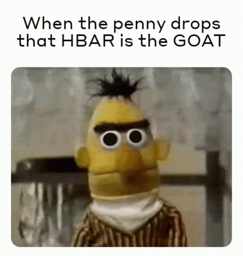 an image of sesame characters saying when the pony drops that hbar is the goat