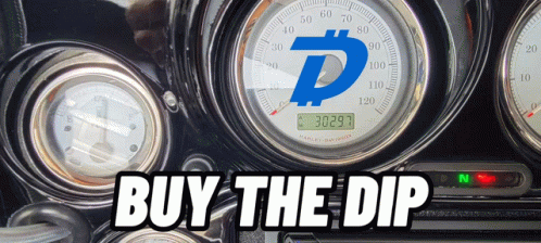 three gauges are on the front of a car and with words that reads buy the dip