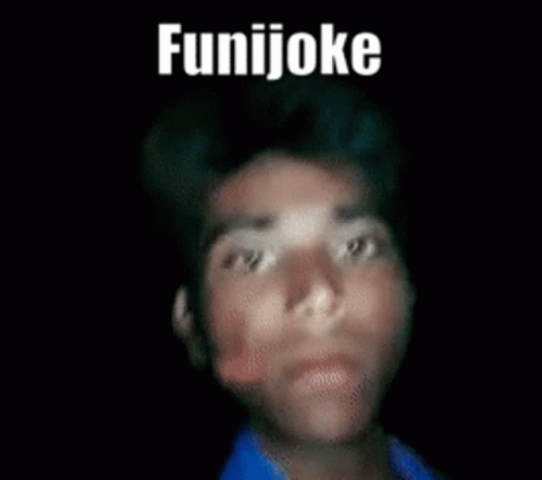a man in orange and blue shirt with words saying, fun joke