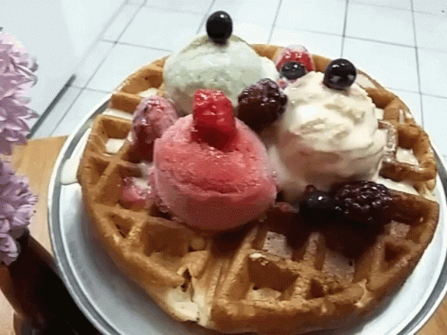 the waffles have toppings on it, and are made from fresh blueberries