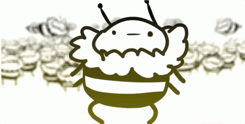 a cartoonish insect with its head turned to look like a cupcake