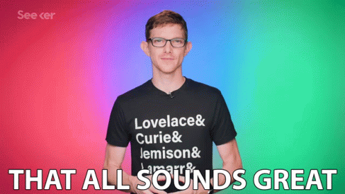 a man standing in front of a colorful backdrop with the words that ill sound great