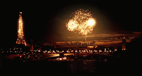 a nighttime scene of fireworks in the sky