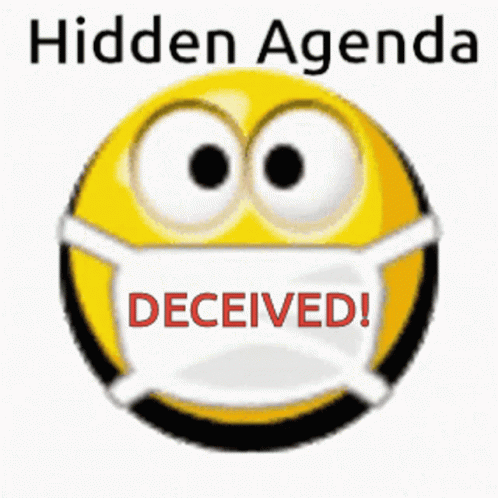 the hidden agenda logo with an emotet covering his mouth