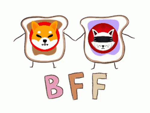 two cartoon characters, one with a surprised face, the other with an angry face and eyes, both are holding toasted bread