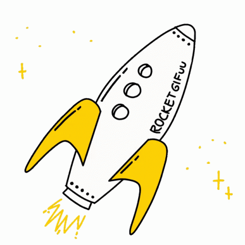 an illustration of a cartoon spaceship with a lettering on the side
