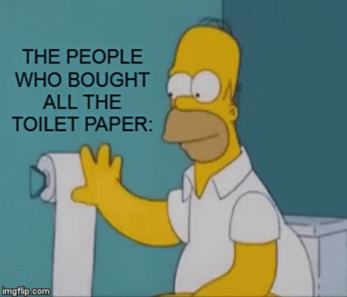 the simpsons character wearing an apron and holding a paper towel