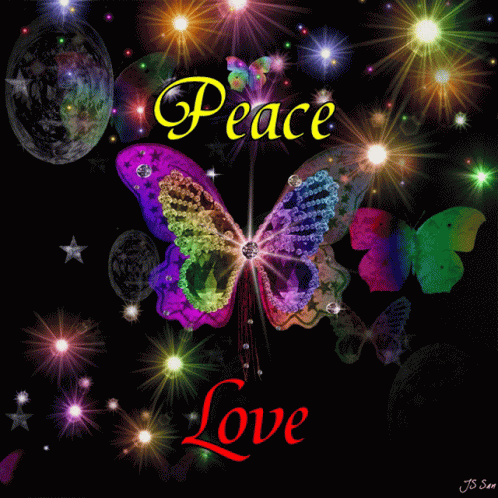 the message peace is written in an image with colorful erflies