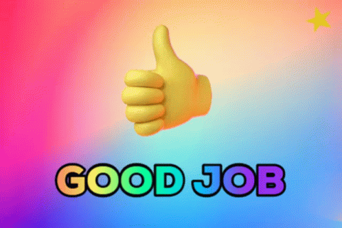 hand giving the thumbs up sign with the caption'good job '