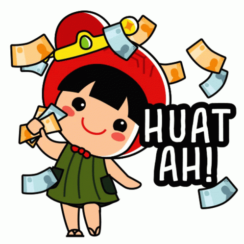 an animated girl holding up a paper with a lot of money flying around her