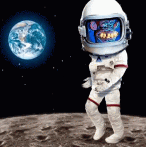 an astronaut walking on the moon in a full - sized suit