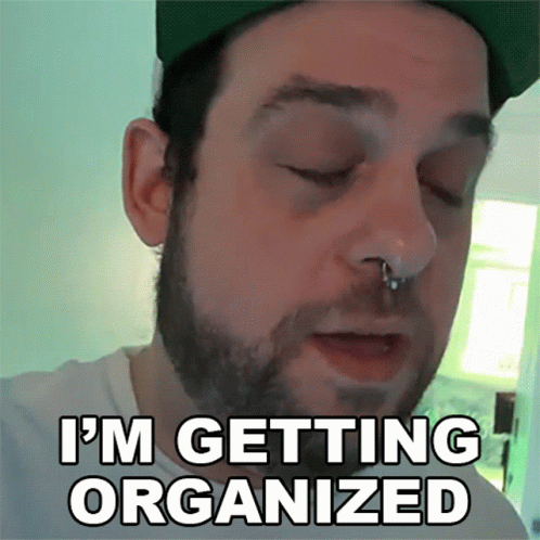 the man is trying to organize his organization