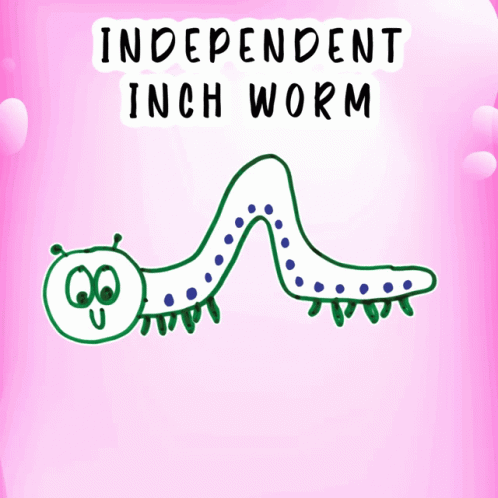 a cartoon worm on pink paper with words