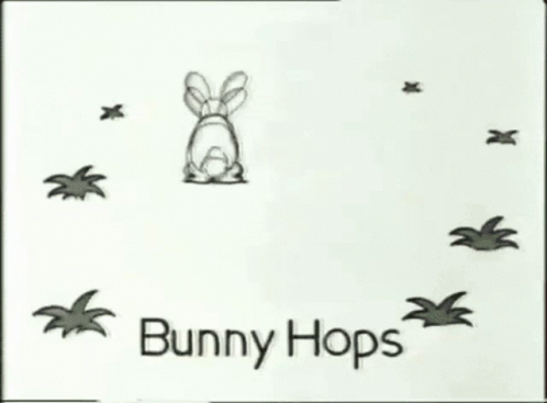 a black and white po with bunny hops above the phrase
