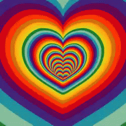 a heart that is painted rainbow colored