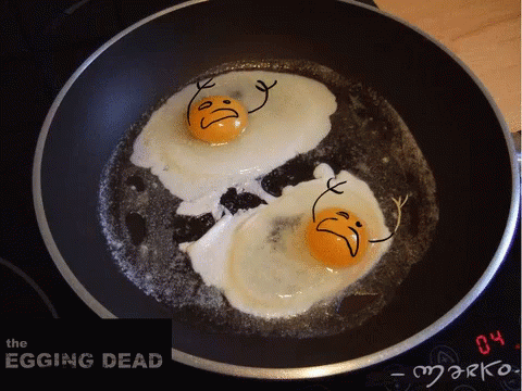 the melting eggs look like faces in the set