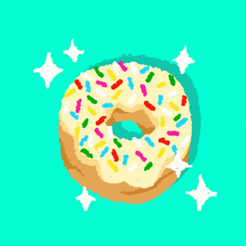 a donut with sprinkles, on top of a green background