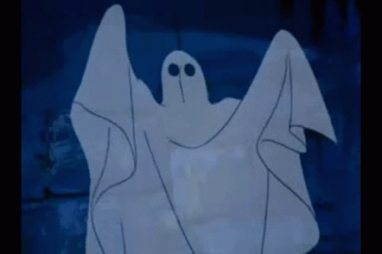 a drawing of a ghost on a piece of white paper