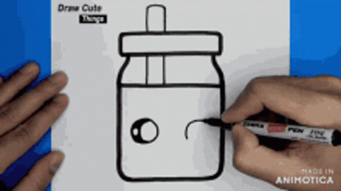 the two hands are drawing a jar