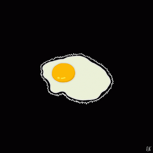 the blue oval in the fried egg is drawn on black paper