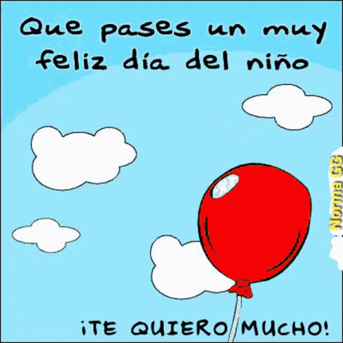 a cartoon balloon flying through the air with the words que passes un my feliz da deluniro
