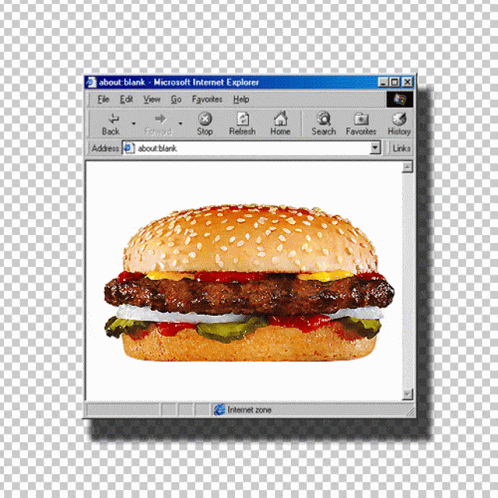 a computer screen with a hamburger on it