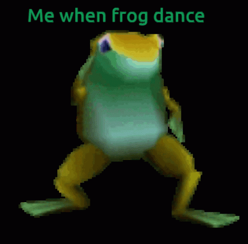 an animated frog with words on it's chest