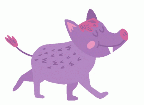 the drawing shows a purple little pig