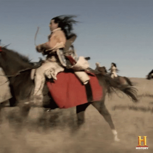 a digital pograph of a native american woman riding a horse