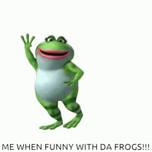 a green frog waving with the words me when funny with dads on it
